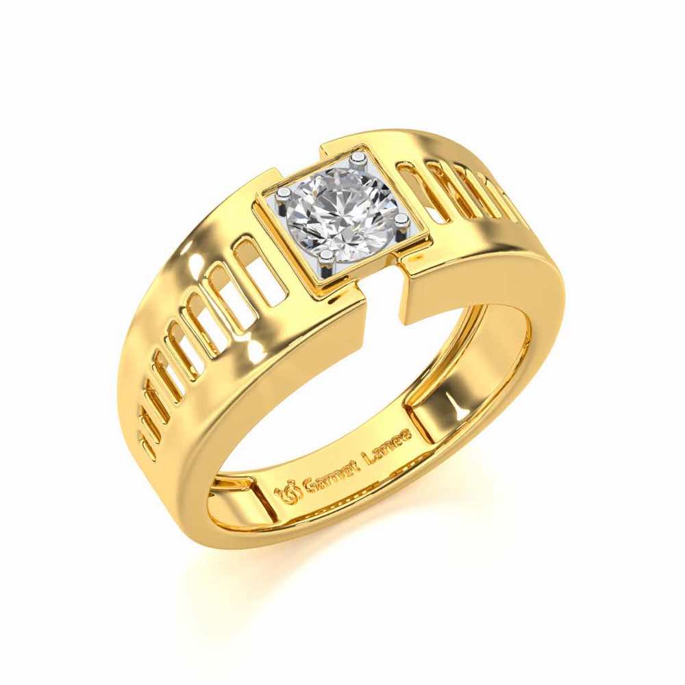 Amesh Solitaire Ring For Men - Yellow Gold - Image 1