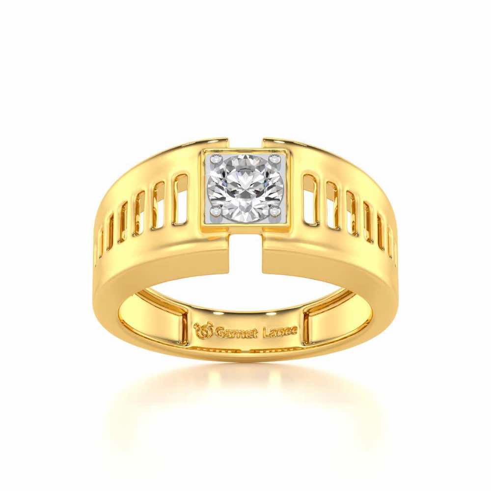 Amesh Solitaire Ring For Men - Yellow Gold - Image 2