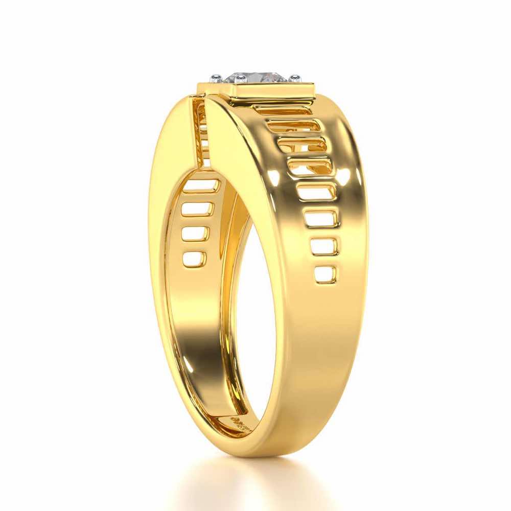 Amesh Solitaire Ring For Men - Yellow Gold - Image 4