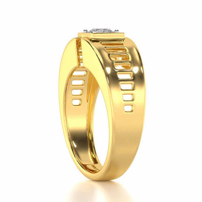 Amesh Solitaire Ring For Men - Yellow Gold - Image 4
