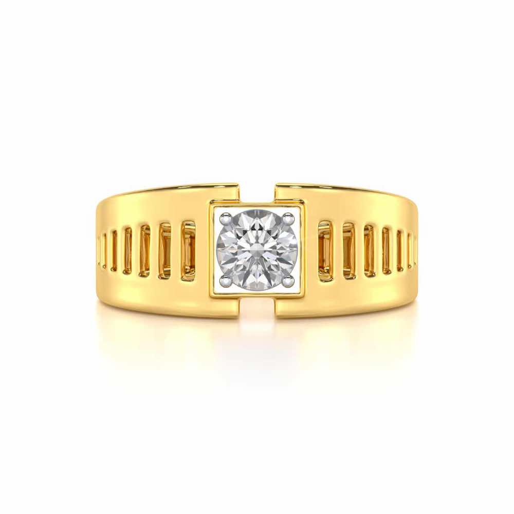 Amesh Solitaire Ring For Men - Yellow Gold - Image 5