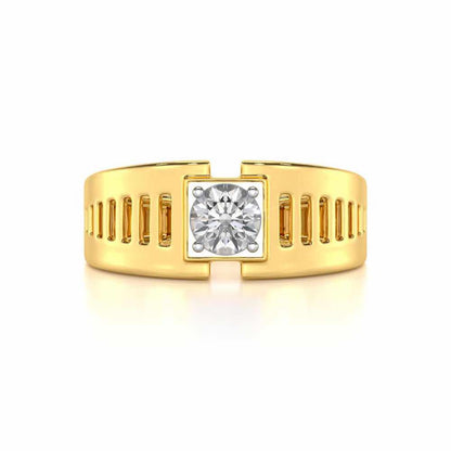 Amesh Solitaire Ring For Men - Yellow Gold - Image 5