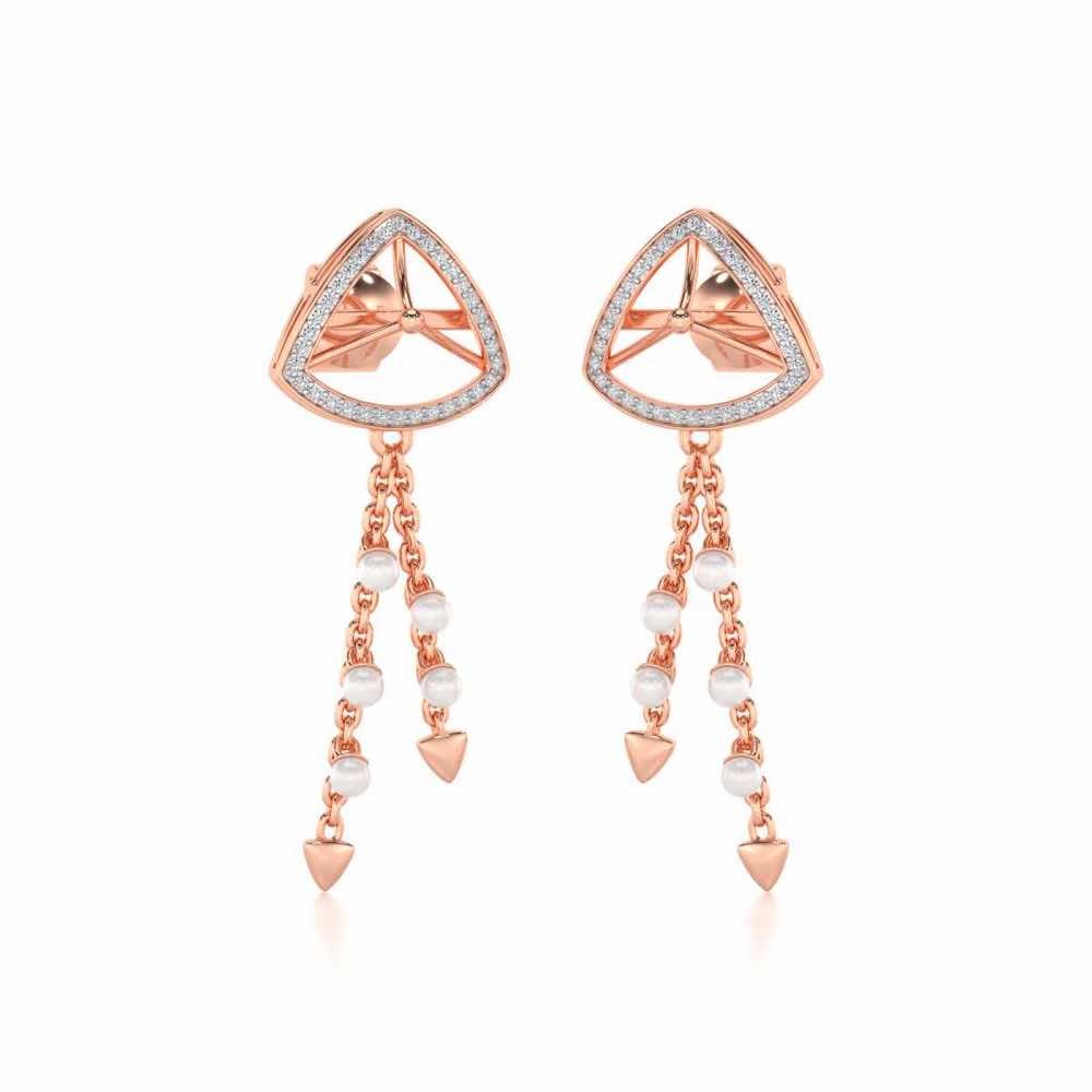 Amulet Silver Dangler Earrings - Rose Gold - Image 2
