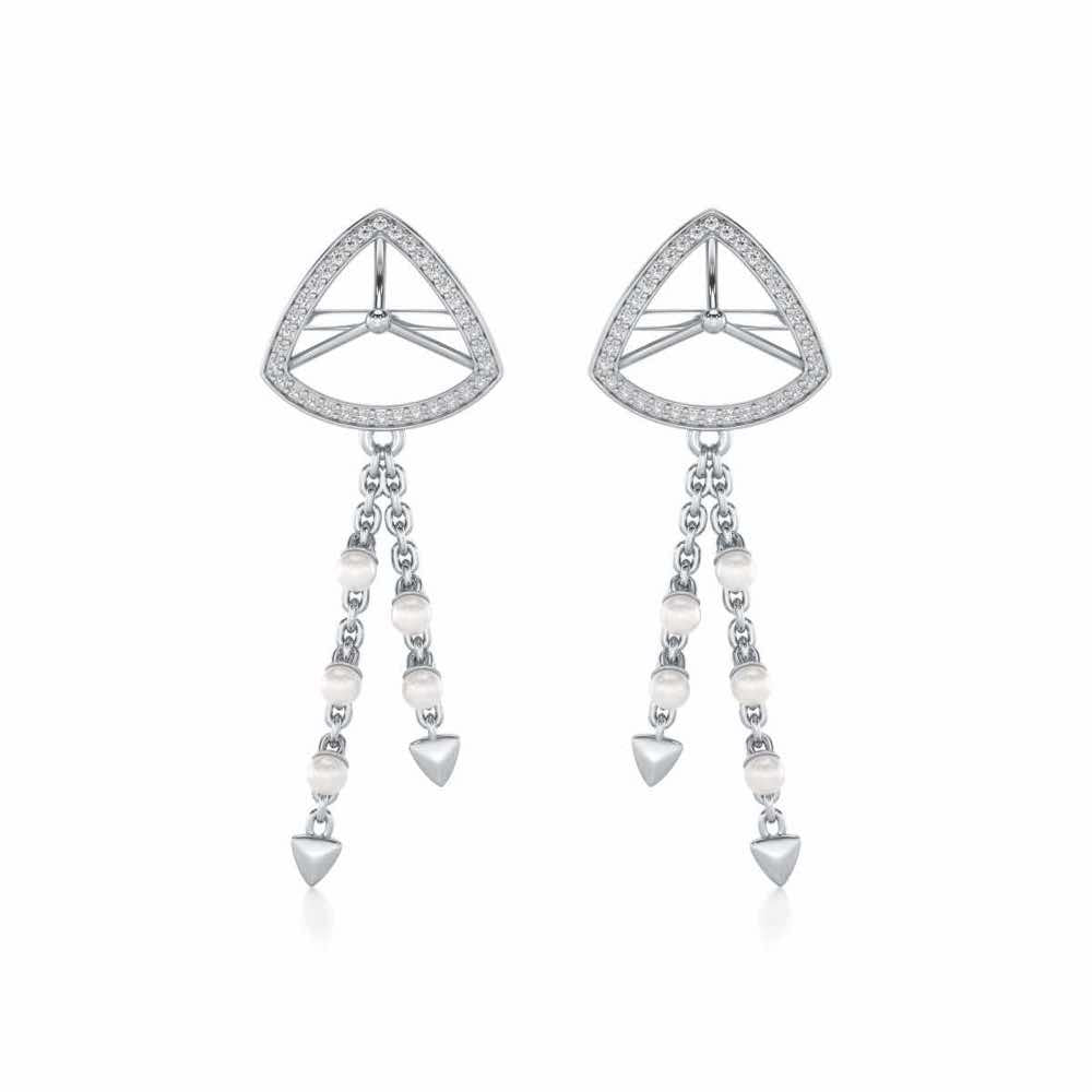 Amulet Silver Dangler Earrings - White Gold - Image 1