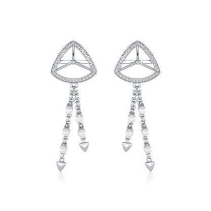 Amulet Silver Dangler Earrings - White Gold - Image 1