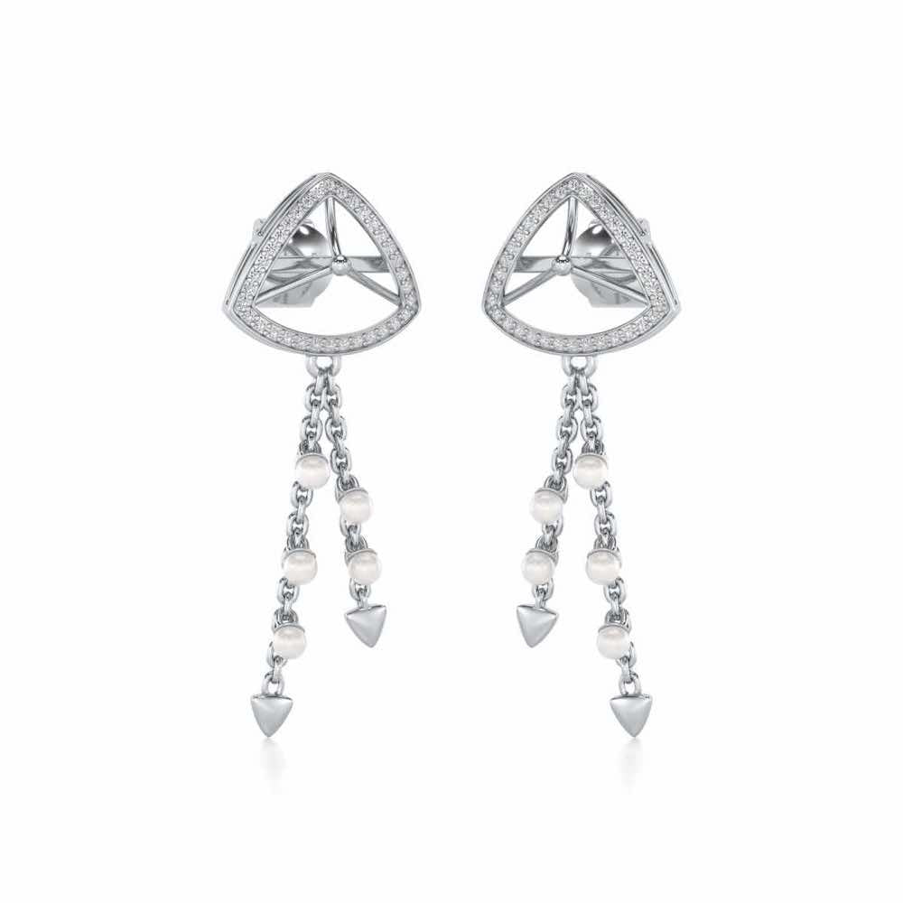 Amulet Silver Dangler Earrings - White Gold - Image 2