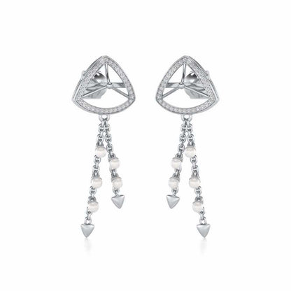 Amulet Silver Dangler Earrings - White Gold - Image 2