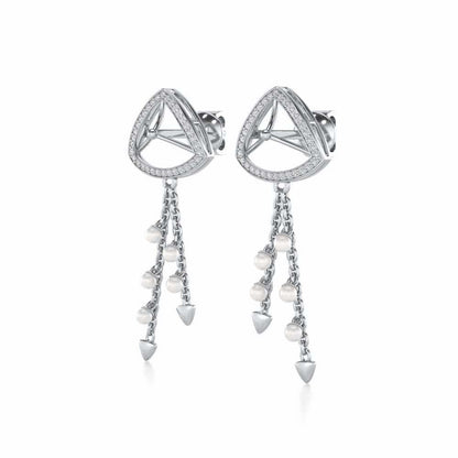 Amulet Silver Dangler Earrings - White Gold - Image 3