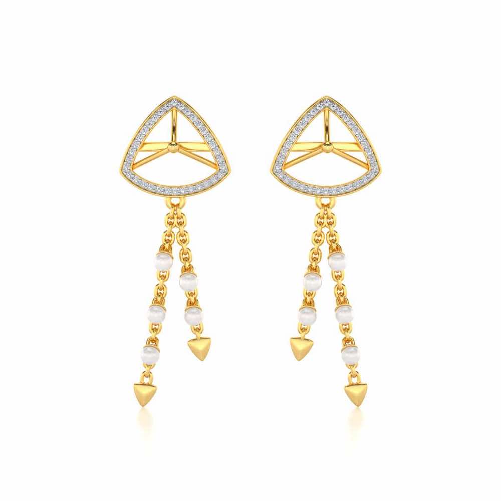 Amulet Silver Dangler Earrings - Yellow Gold - Image 1