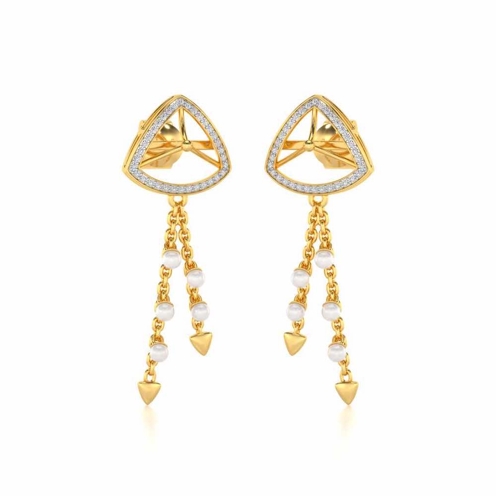 Amulet Silver Dangler Earrings - Yellow Gold - Image 2