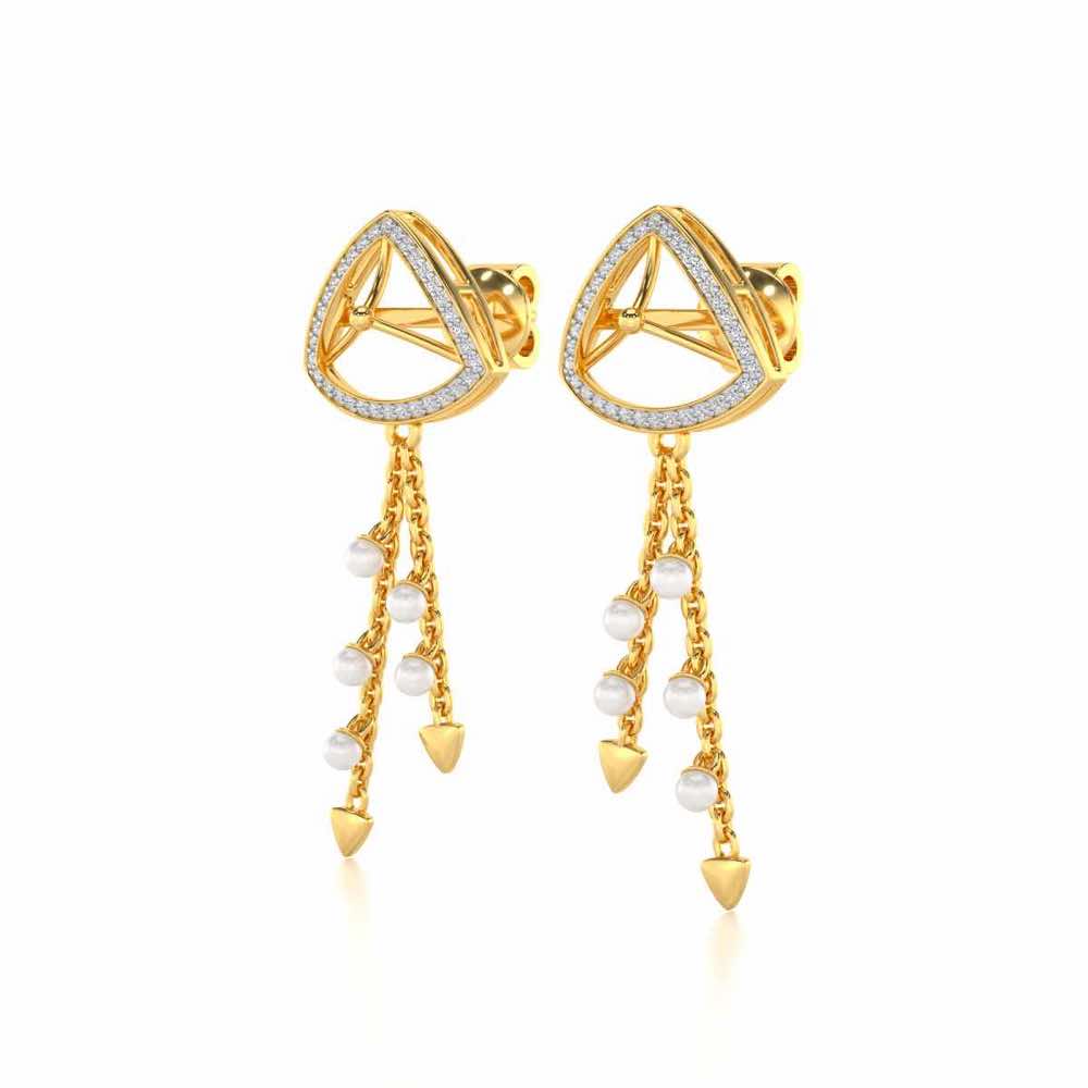 Amulet Silver Dangler Earrings - Yellow Gold - Image 3