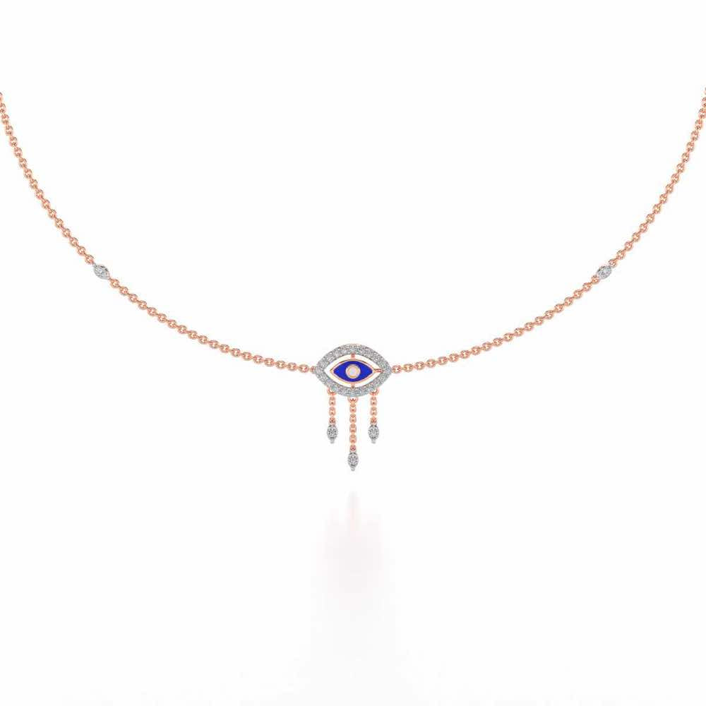 Amulet Eye Silver Necklace - Rose Gold - Image 2