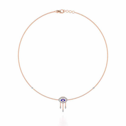 Amulet Eye Silver Necklace - Rose Gold - Image 3