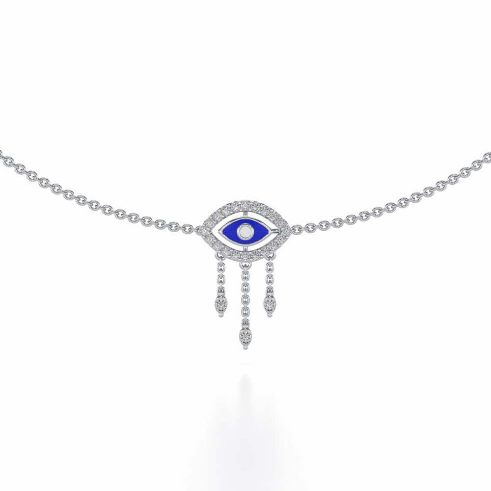 Amulet Eye Silver Necklace - White Gold - Image 1