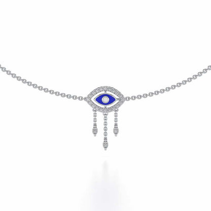 Amulet Eye Silver Necklace - White Gold - Image 1