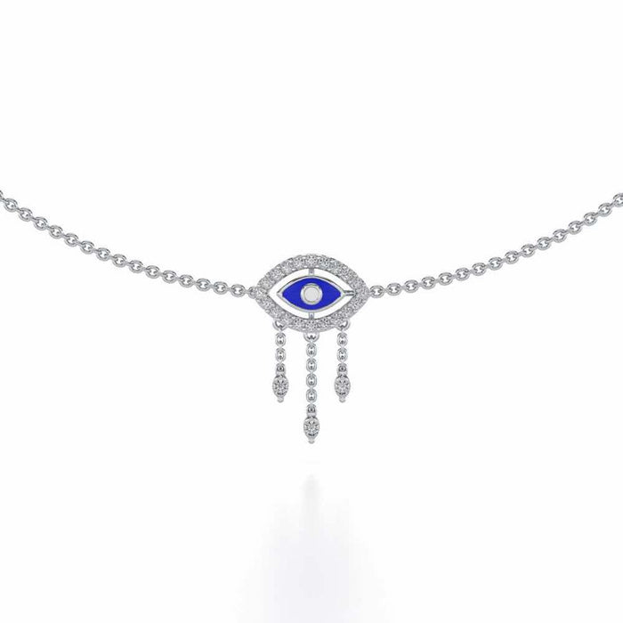 Amulet Eye Silver Necklace - White Gold - Image 1
