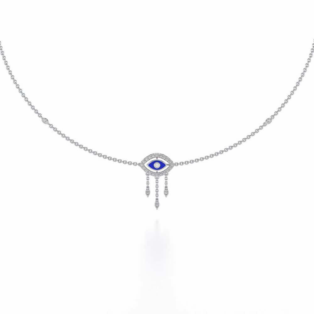 Amulet Eye Silver Necklace - White Gold - Image 2
