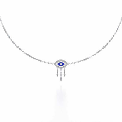 Amulet Eye Silver Necklace - White Gold - Image 2