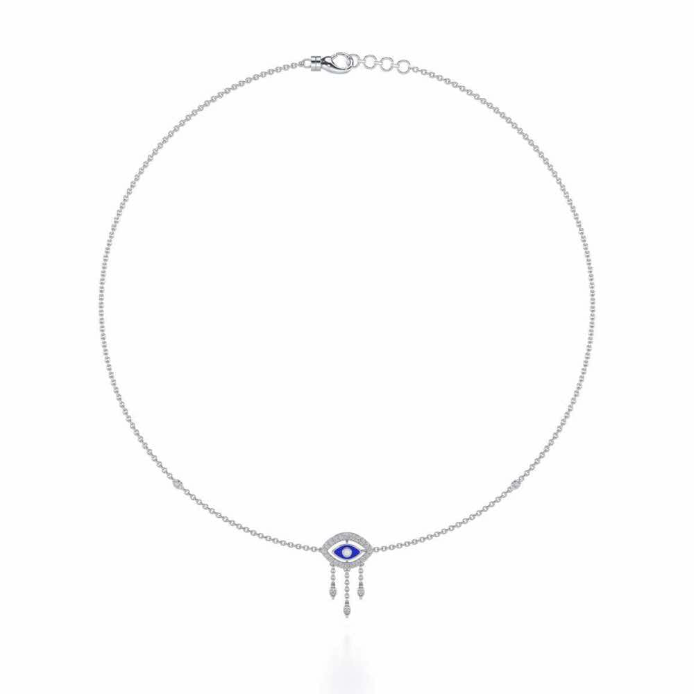 Amulet Eye Silver Necklace - White Gold - Image 3