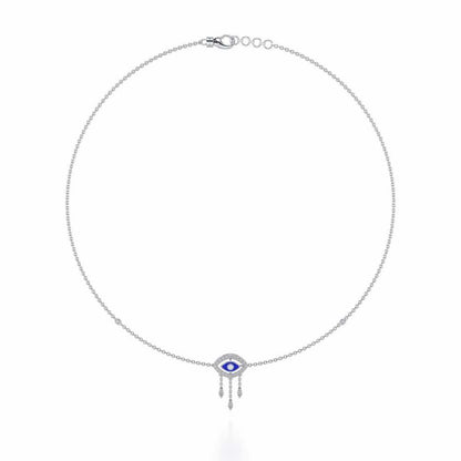 Amulet Eye Silver Necklace - White Gold - Image 3
