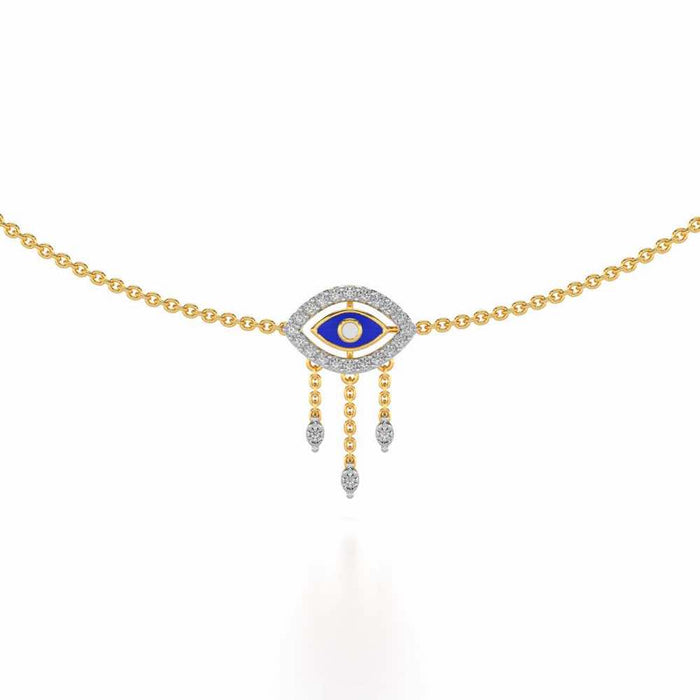 Amulet Eye Silver Necklace - Yellow Gold - Image 1