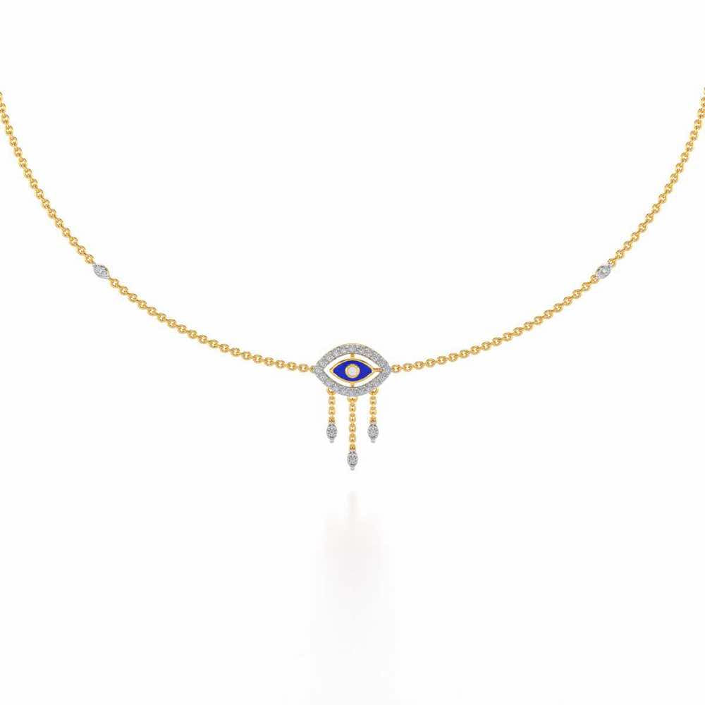 Amulet Eye Silver Necklace - Yellow Gold - Image 2
