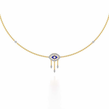Amulet Eye Silver Necklace - Yellow Gold - Image 2