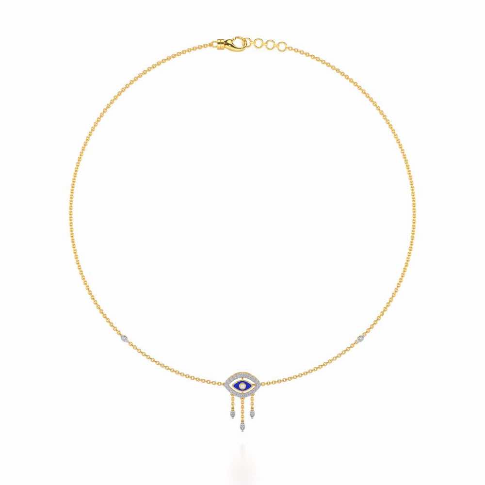 Amulet Eye Silver Necklace - Yellow Gold - Image 3