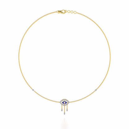 Amulet Eye Silver Necklace - Yellow Gold - Image 3