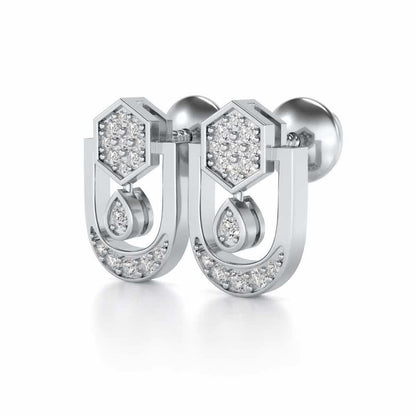 Anchorite Silver Earrings - White Gold - Image 3