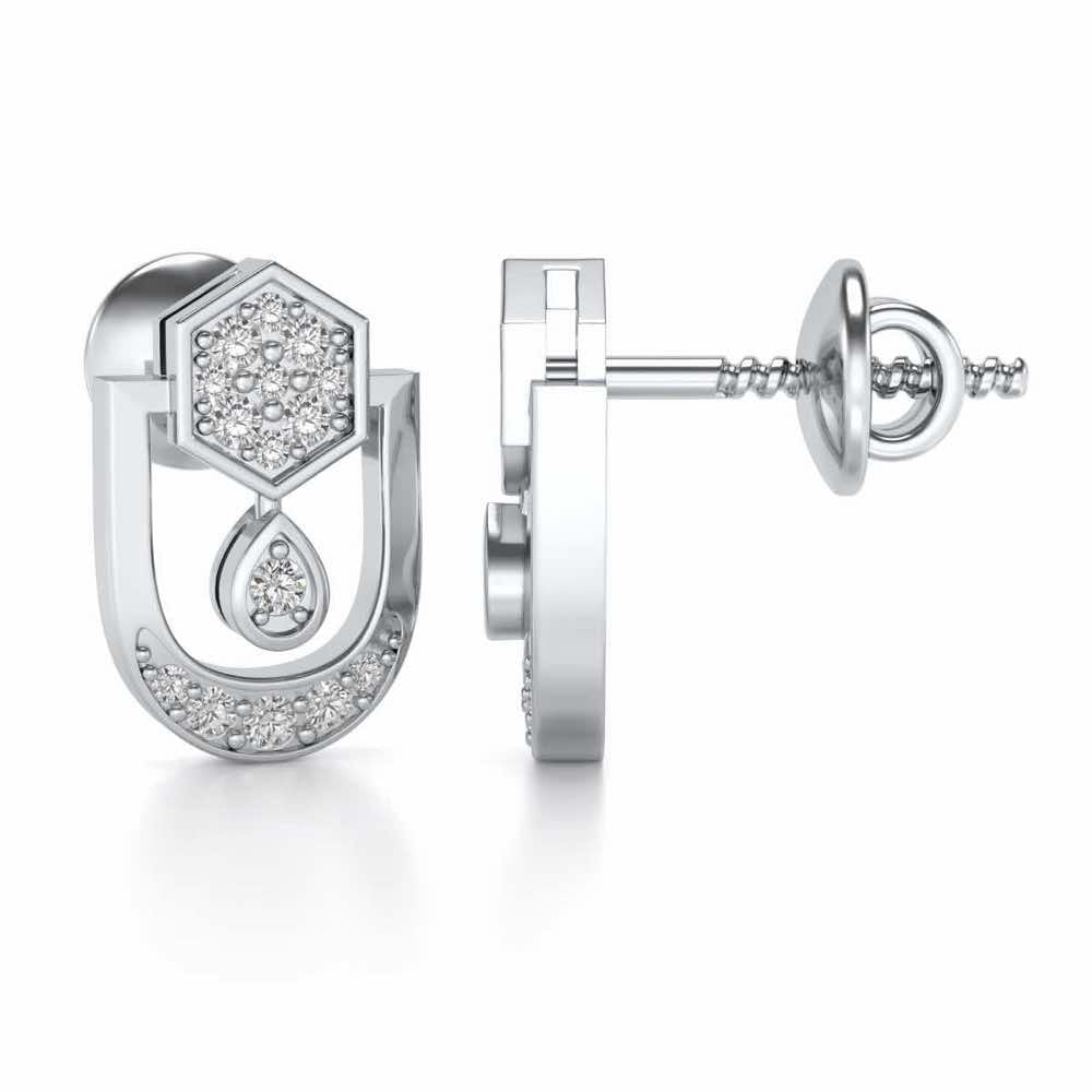 Anchorite Silver Earrings - White Gold - Image 4