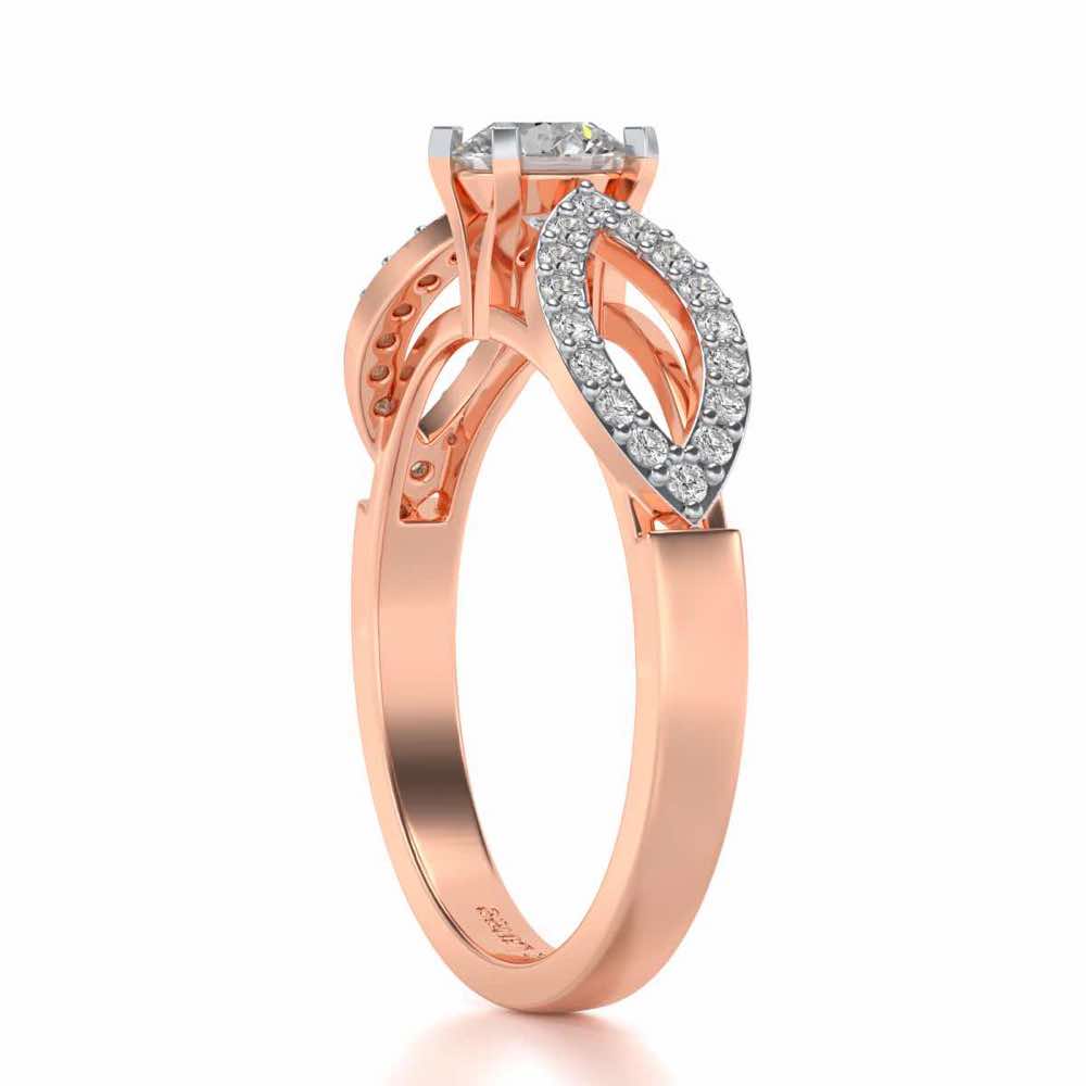 Angel Solitaire Silver Ring - Rose Gold - Image 3