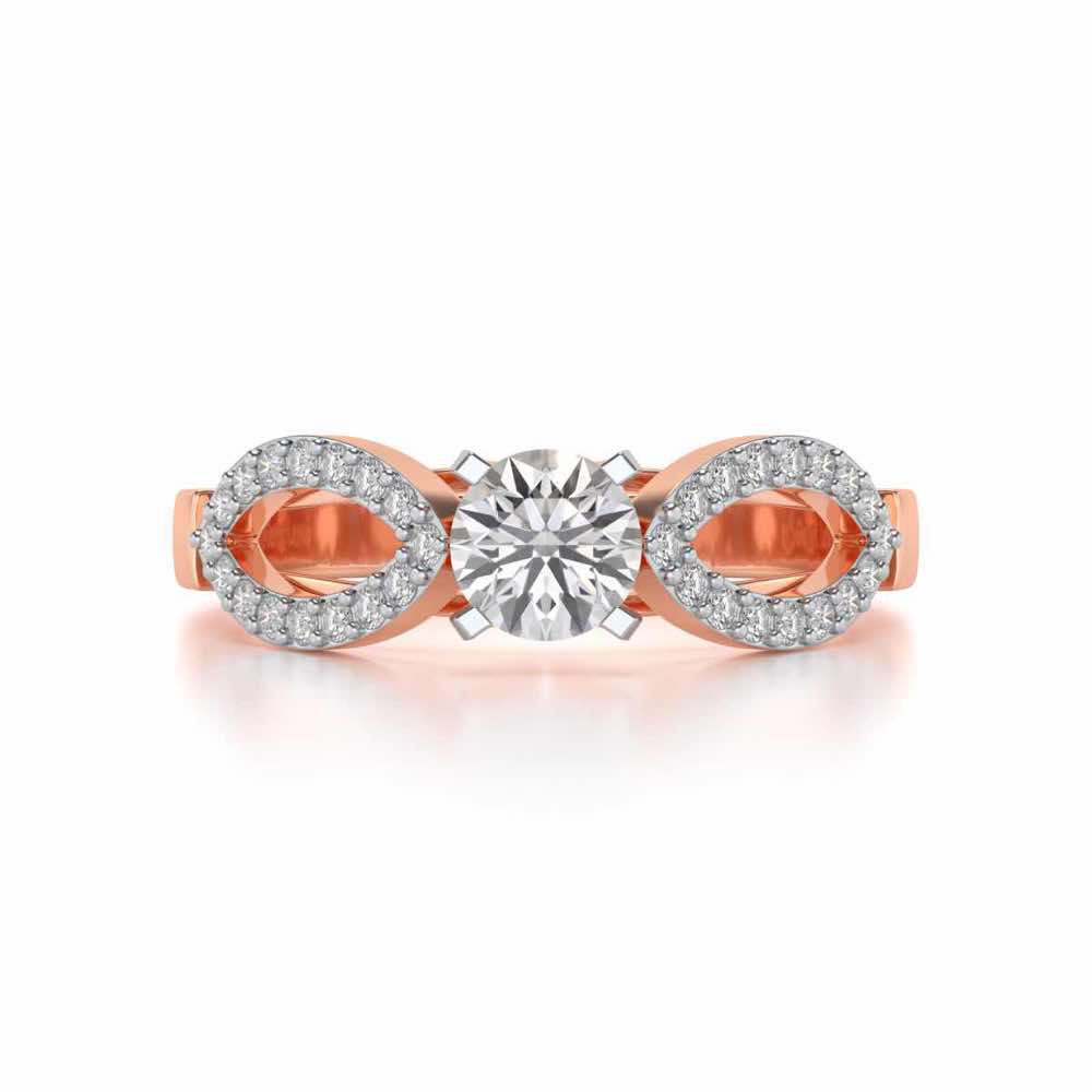 Angel Solitaire Silver Ring - Rose Gold - Image 4
