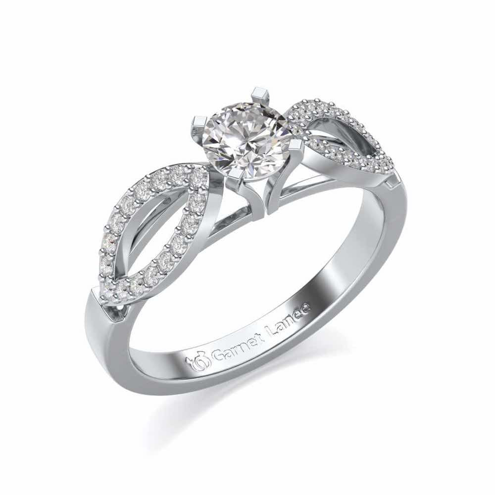 Angel Solitaire Silver Ring - White Gold - Image 1