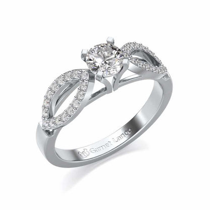 Angel Solitaire Silver Ring - White Gold - Image 1