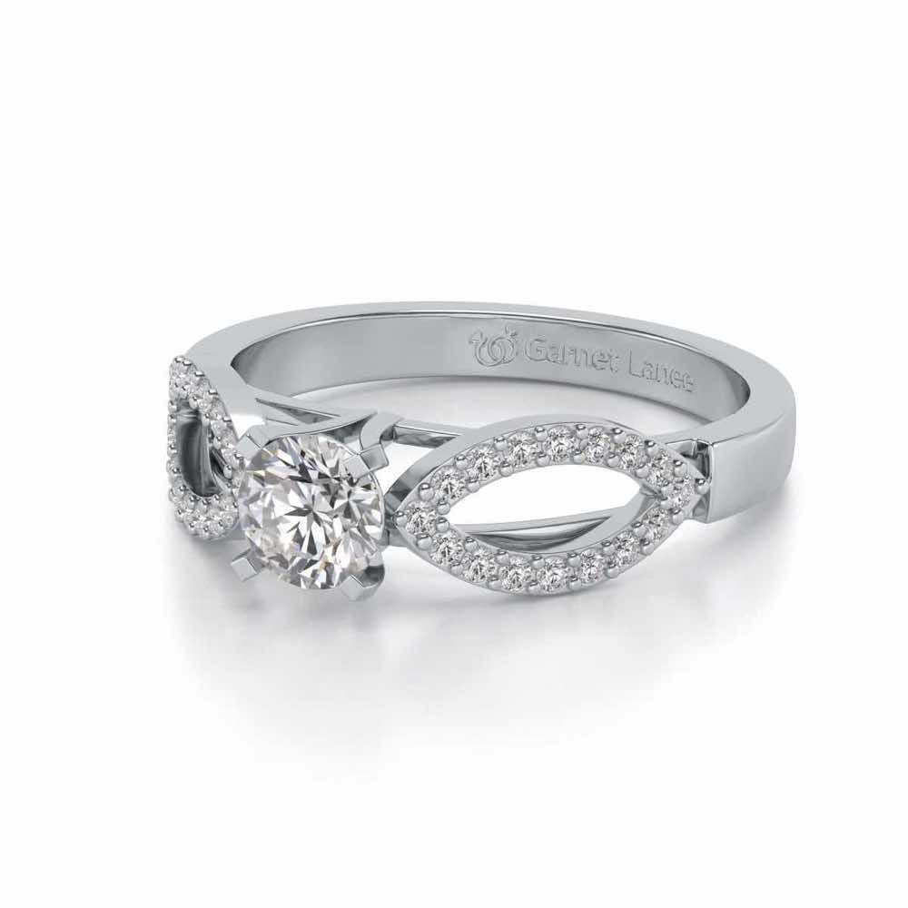 Angel Solitaire Silver Ring - White Gold - Image 2