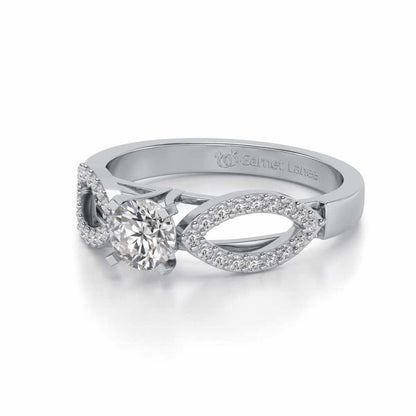 Angel Solitaire Silver Ring - White Gold - Image 2