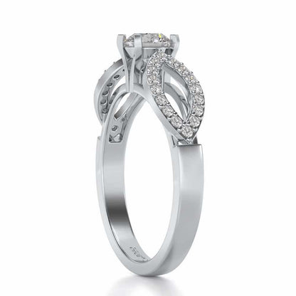 Angel Solitaire Silver Ring - White Gold - Image 3