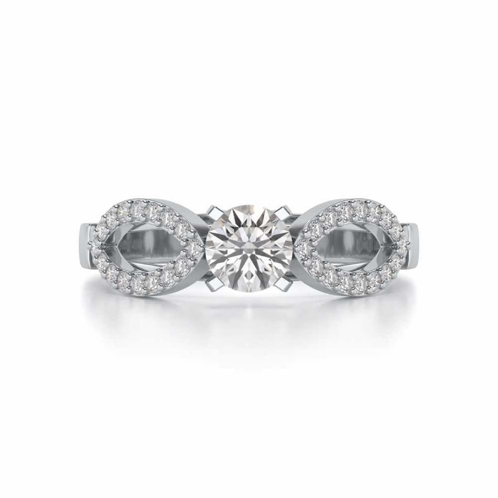 Angel Solitaire Silver Ring - White Gold - Image 4