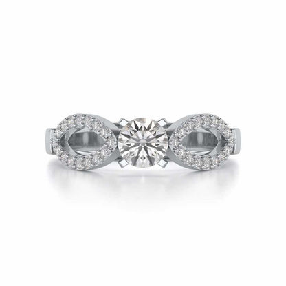 Angel Solitaire Silver Ring - White Gold - Image 4