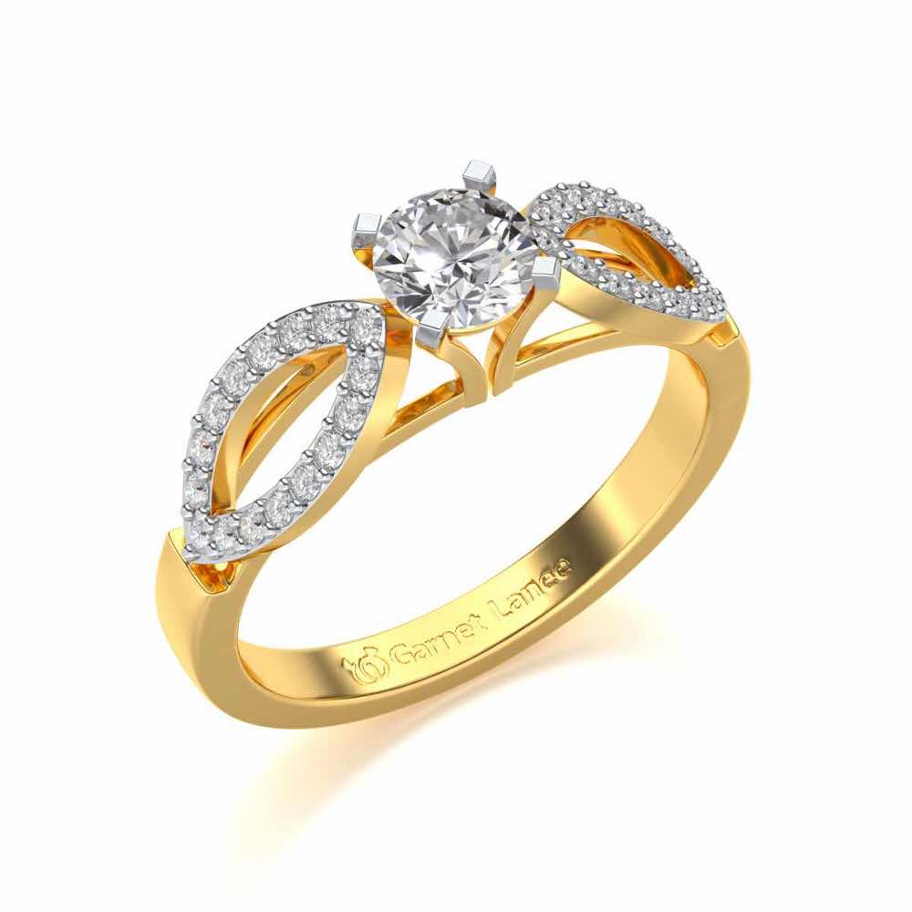 Angel Solitaire Silver Ring - Yellow Gold - Image 1