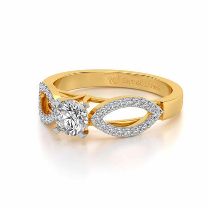 Angel Solitaire Silver Ring - Yellow Gold - Image 2