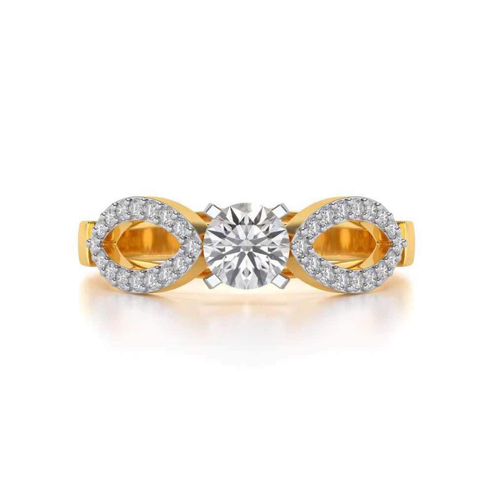 Angel Solitaire Silver Ring - Yellow Gold - Image 4