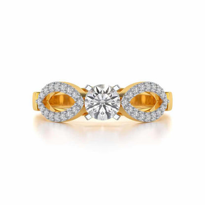 Angel Solitaire Silver Ring - Yellow Gold - Image 4