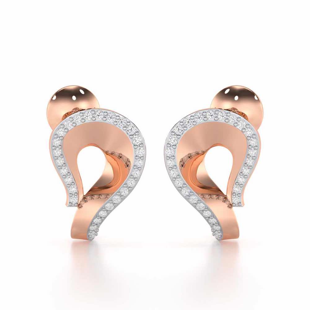 Angelic Allure Silver Stud Earrings - Rose Gold - Image 1