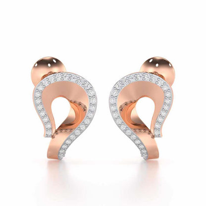 Angelic Allure Silver Stud Earrings - Rose Gold - Image 1