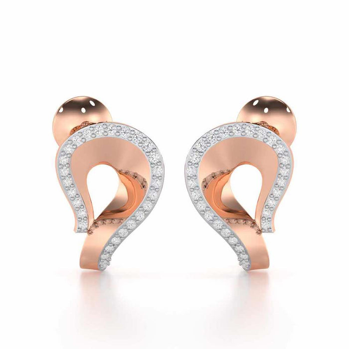 Angelic Allure Silver Stud Earrings - Rose Gold - Image 1