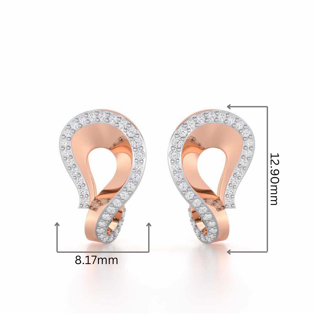 Angelic Allure Silver Stud Earrings - Rose Gold - Image 2