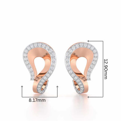Angelic Allure Silver Stud Earrings - Rose Gold - Image 2