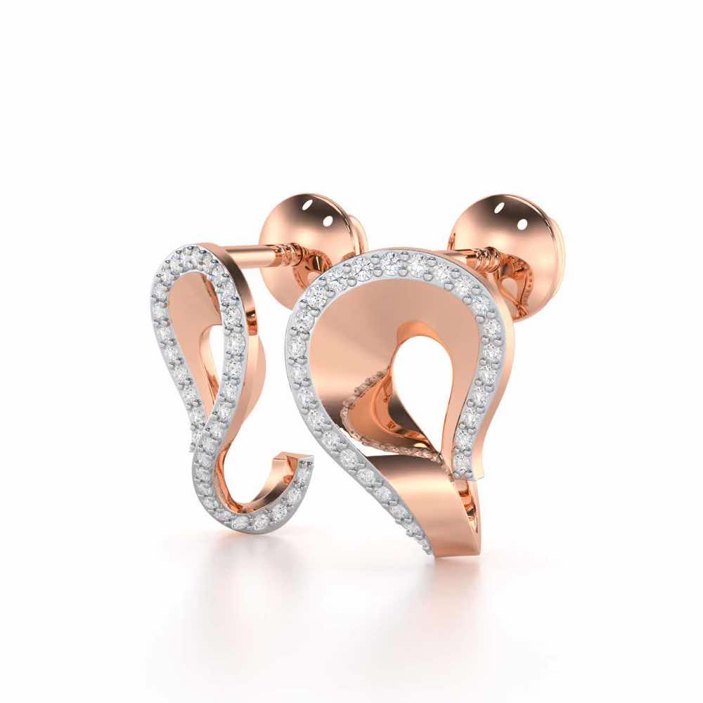 Angelic Allure Silver Stud Earrings - Rose Gold - Image 3